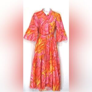 Farm Rio Pink Ombré Pink Banana Midi Dress